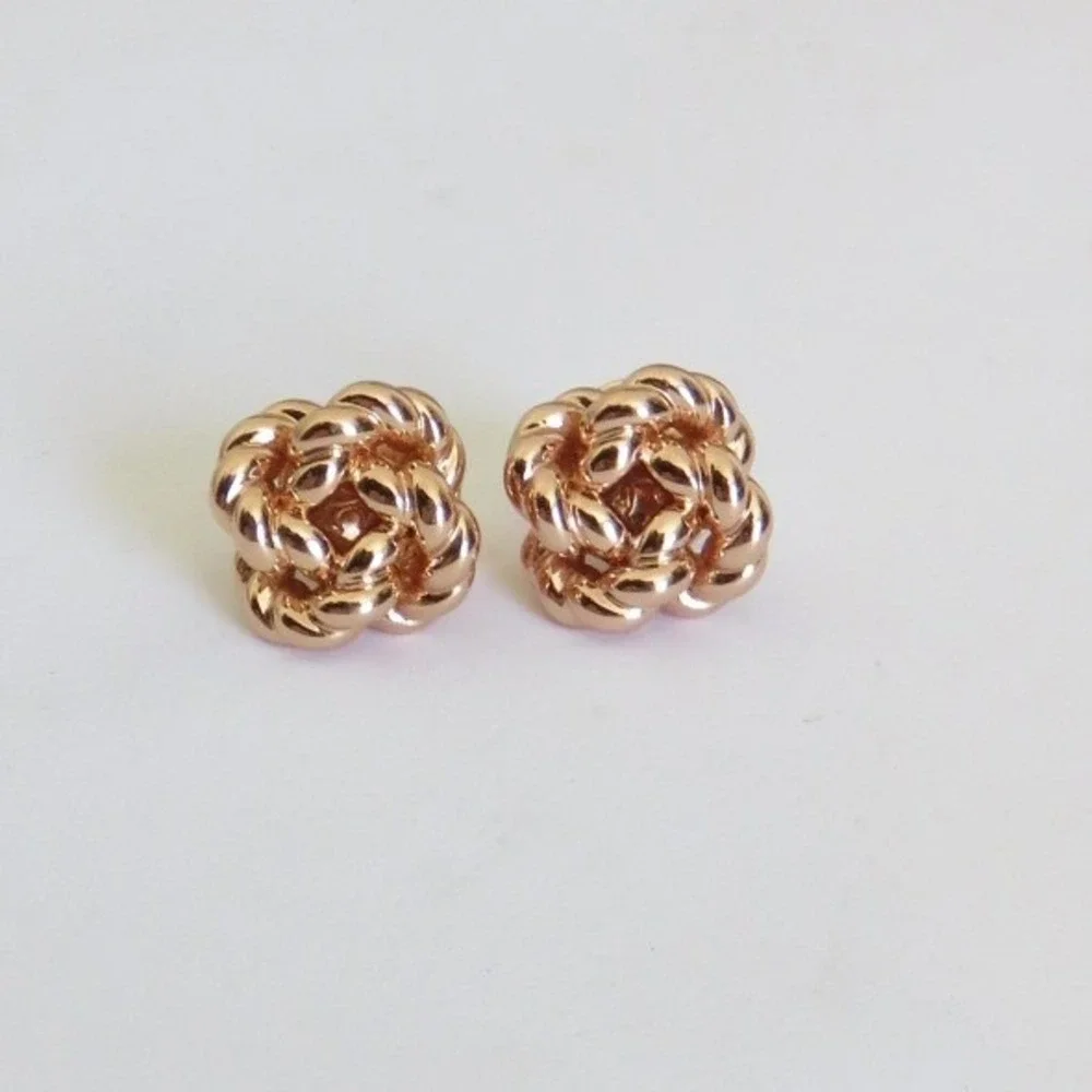 Tory Burch Rose Gold Tone Rope Knot Stud‎ Earrings Women